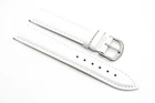 White 20mm Leather Strap Watch Band, Silver Buckle