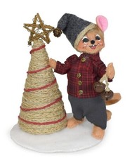 ANNALEE 2023 DOLL "PLAID  PINE MOUSE with TREE" 610623  NEW  FREE SHIPPING