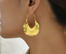 Big Gold Hoops Earrings Vintage Style Metal Chunky Statement Large Hoops Big