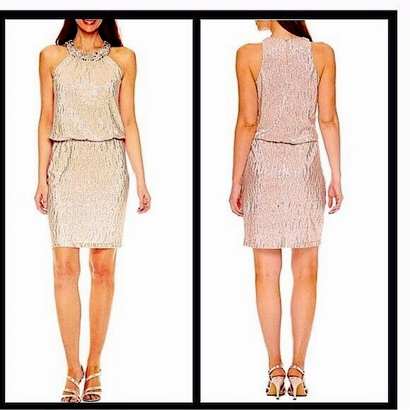 Jackie jon short sleeve embellished evening gown top