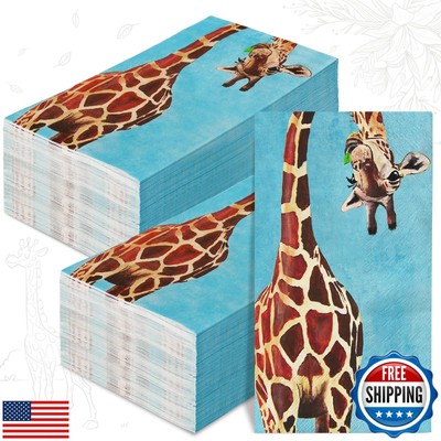 AnyDesign 80Pcs Giraffe Guest Napkins Funny Animals Disposable Napkins Decora