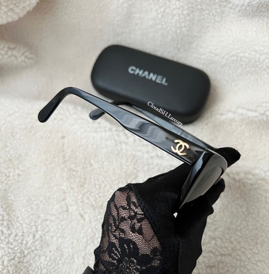 Auth Chanel Vintage CC Logo Black Cat Eye Sunglasses *For  display picture 3