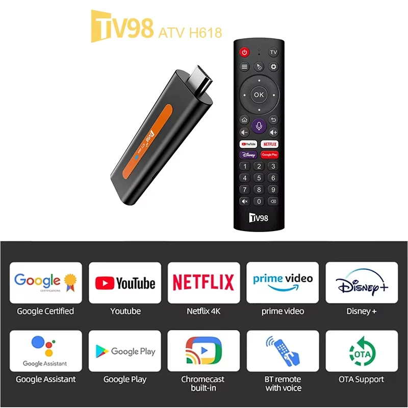 1/2/3x TV98 ATV H618 Smart 8K Andriod 14 TV Stick 2.4/5G dual wifi6 BT 5.0 - Bild 4 von 4