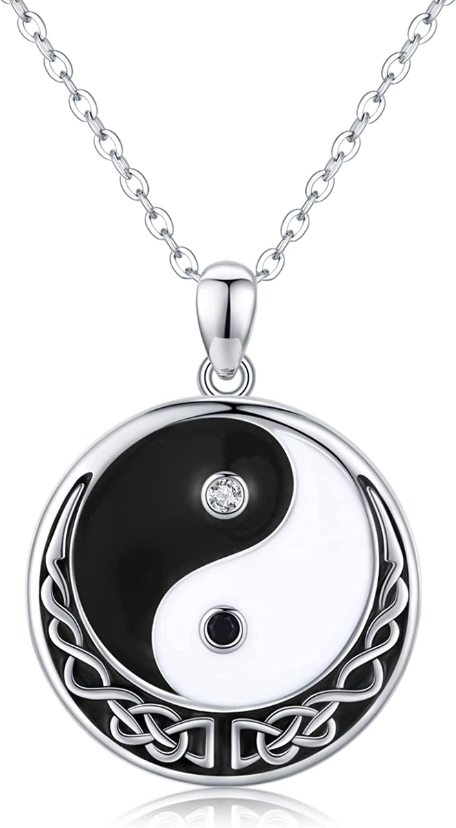 Yin Yang Necklace 925 Sterling Sliver Yin and Yang Pendant Yin 