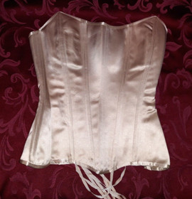 PERFECT CORSET NY Grace Satin Corset Beige Size Small Lace Up Back Girdle NWT