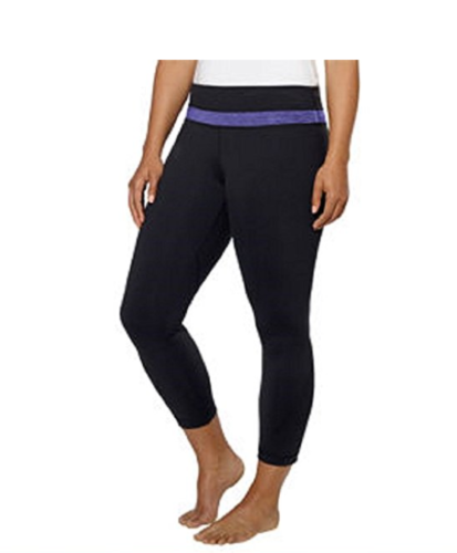 Kirkland Signature Ladies' Active Yoga 3/4 Leggings, Black/Purple, Sz-M - Picture 1 of 1