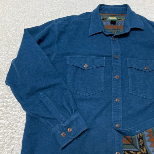 Cabelas Shirt Men Extra Large Blue Blue Chamois Flannel Aztec Southwest Cotton - Picture 4 of 11