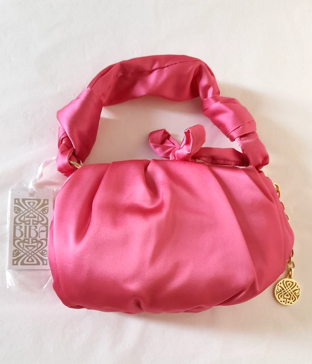 Biba Dusky Pink Satin Pouch Grab Bag Tote Wedding Party Gift NWT