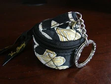 Rare Vintage Vera Bradley YELLOW BIRD Floral Mini Round Cosmetic Keychain 