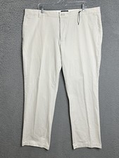 Chaps Pants Mens 43x32 Beige Classic Straight Flat Front 100% Cotton Casual NWT