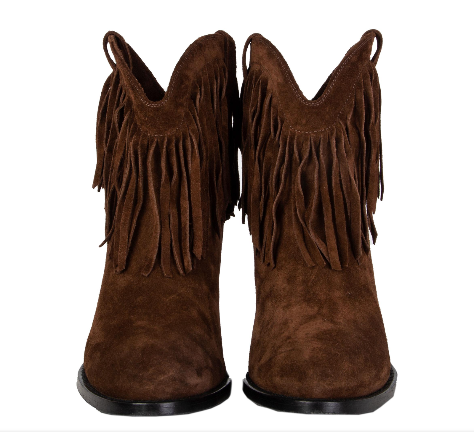 $995 NUOVI stivaletti Saint Laurent classici western scamosciati frange marroni 40 EU 10US