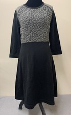 NEW Nine West Women's Black & Grey Lng Slv Cheetah Print Sweater Dress Size Lg