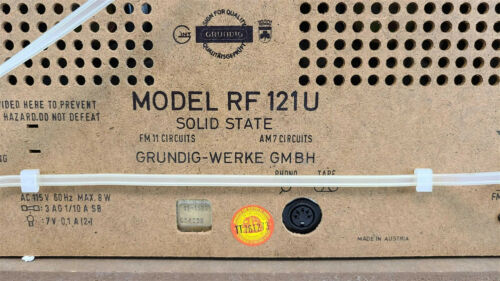 Grundig Modell RF 121U Solid State Radio AM/FM/Phono 1969 mit Box & Handbuch funktioniert - Bild 7 von 10