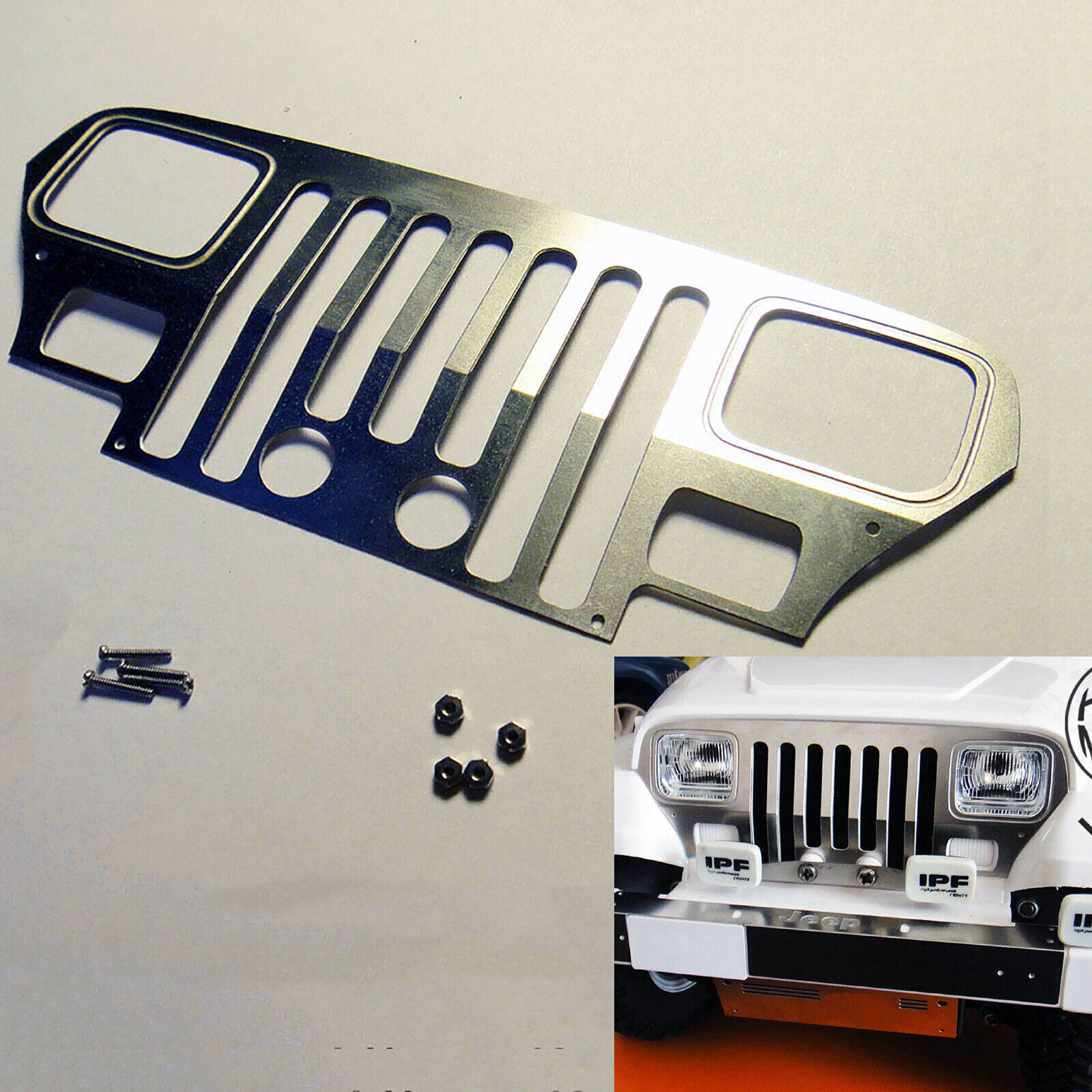 Metal Front Grille DIY Parts for 1:10 Tamiya CC01 Wrangler RC Car Body Upgrade