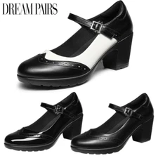 DREAM PAIRS Women Ankle Strap Low Chunky Block Heel Mary Jane Oxford Pump Shoes