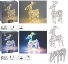 White or Multi Colour LED Christmas Light Figures Xmas Decoration Reindeer Timer