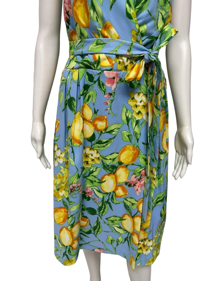 R&K Women's Sleeveless Light Blue Floral V-Neck Spring A-Line Dress Size 16W - Image 4 of 4