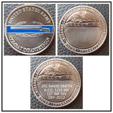 Challenge Coin: ARMY Infantry CIB Combat Infantryman Badge ENGRAVED