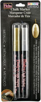 Uchida Bistro Chalk Marker Fine Point Set 2/Pkg-Metallics - Gold & Silv - 2 Pack