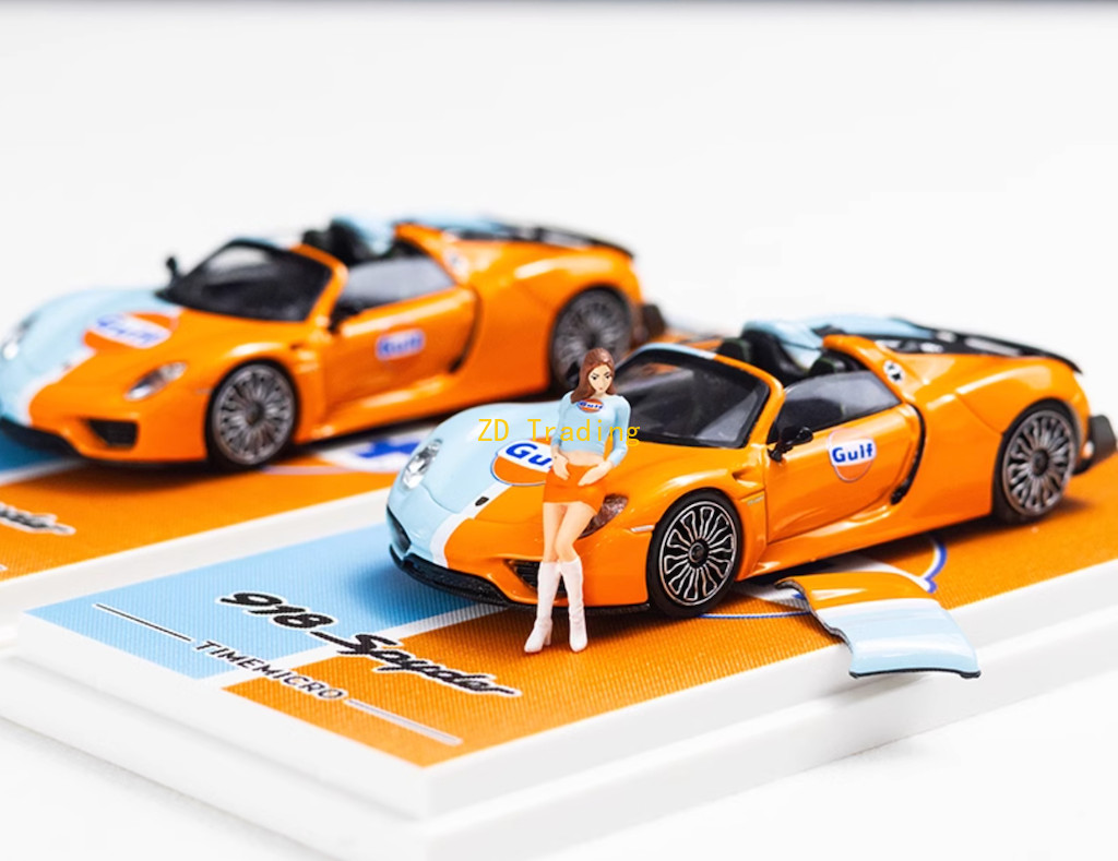 TM 1:64 Blue Gulf 918 Spyder Racing Figure Model Diecast Metal Car