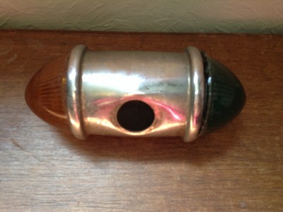 Vintage Green Amber GLASS Lens Old Double MARKER Light Lamp CAR Truck