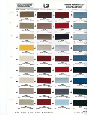1991 FORD LINCOLN MERCURY PROBE FORD TRUCK F-150 PAINT CHIPS PPG