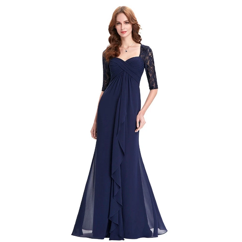 Navy long 2025 chiffon dress