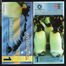 Antarctica 1 DOLLARS New 2010 Polymer UNC PENGUIN Commemorative Bill Money NOTE