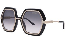 Caviar M6898 C24 Sunglasses Black/Gold/Grey Square Shape 53mm w/Clear Crystals