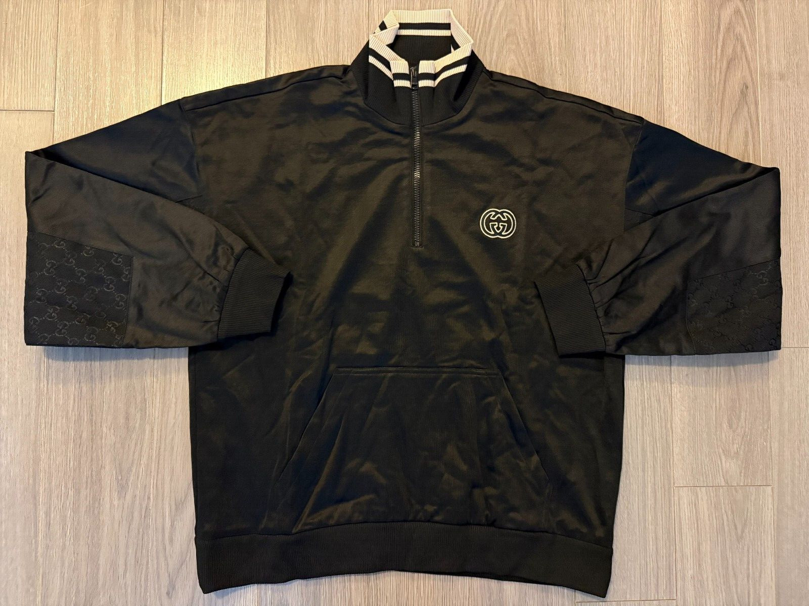 Gucci Technical Jersey Half Zip Jacket track blac… - image 1