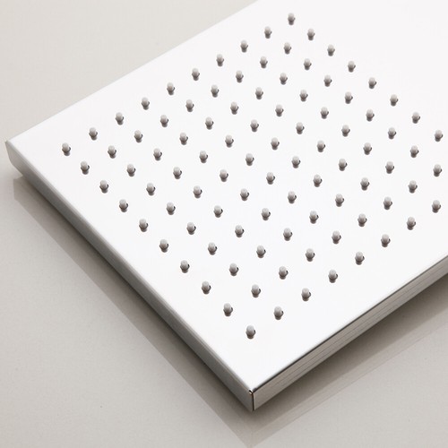 Grifo mezclador de cabezal de ducha cromado de montaje en pared rectangular grifo de lluvia/cascada - Imagen 3 de 9