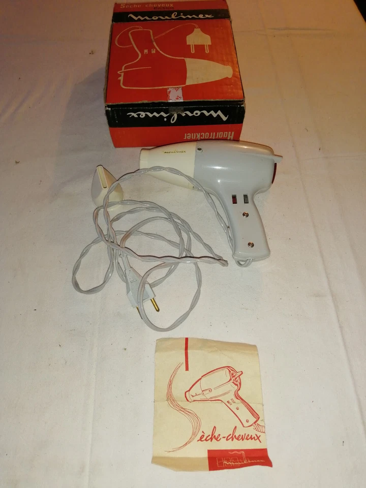 Ancien petit sèche cheveux vintage MOULINEX neuf en boite - Photo 2/4