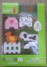 Happy Go Fluffy Wooden Toy Set 8 Stacking Blocks New Pig Chick Dog Sheep Walgree