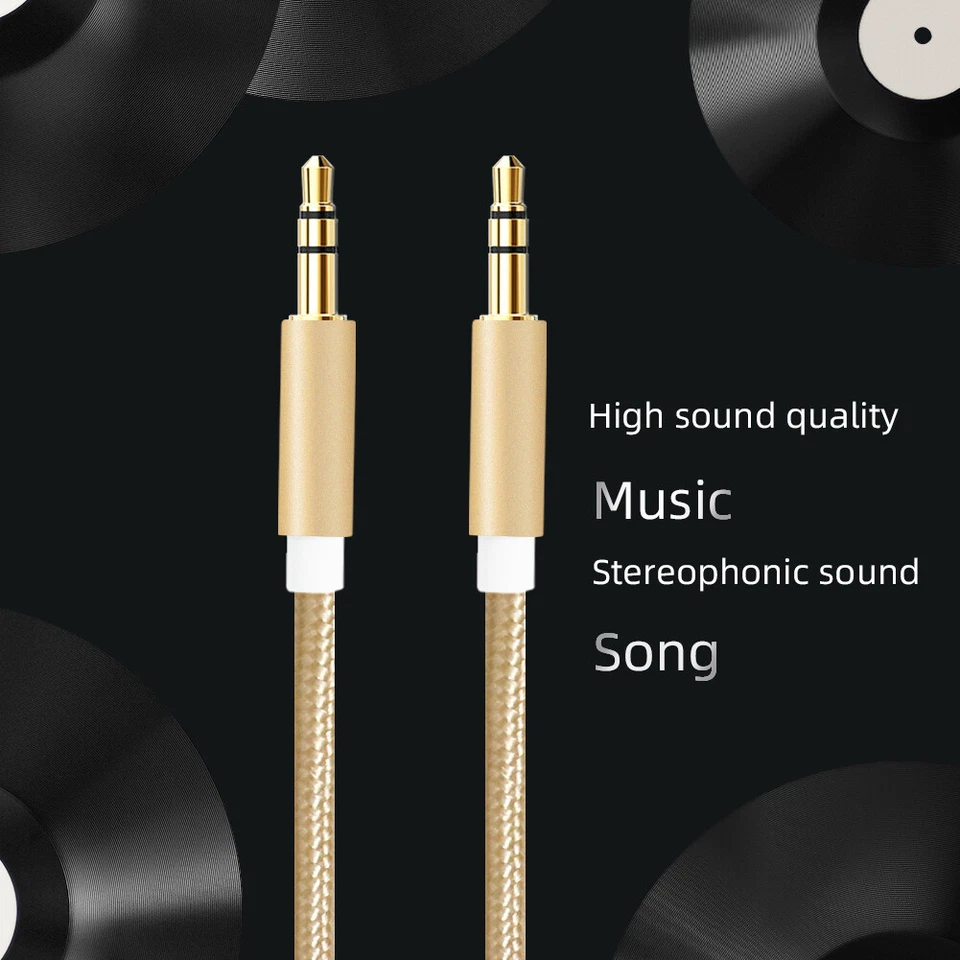 AUX Male to Male Cable Braided Audio 3.5mm Headphone Stereo Extension Cord Car - Image 4 of 4