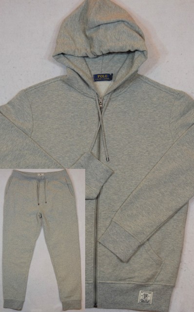 Polo Ralph Lauren Men's Full Zip Cotton Blend Fleece Hoodie Jacket Grey Medium for sale online 