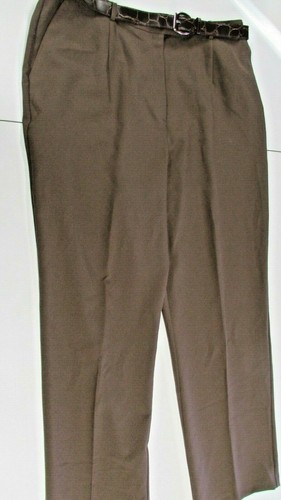 Brown Poly Belted Dress Pants 