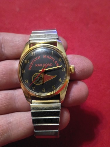 Vintage Western Maryland Railroad Wind Up Watch tested Works RARE!