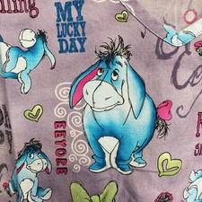 Disney Eeyore Scrub Top Women Size Large Front Pockets V Neck Gray Spring