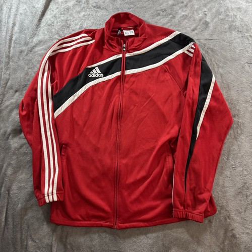 Vintage Adidas Clima365 Track Jacket Mens M Red Striped Y2K Soccer Full Zip - Image 1