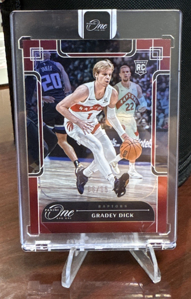 Gradey Dick 2023-24 Panini One And One 06/15 Red RC Raptors #102