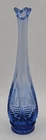 VTG Fenton Swung Bud Flower Vase Barred Oval Periwinkle Blue 9.25" Tall