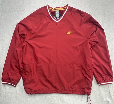 Nike Baseball Pullover Windbreaker Jacket Y2K XXL Red V-Neck Embroidered Logo
