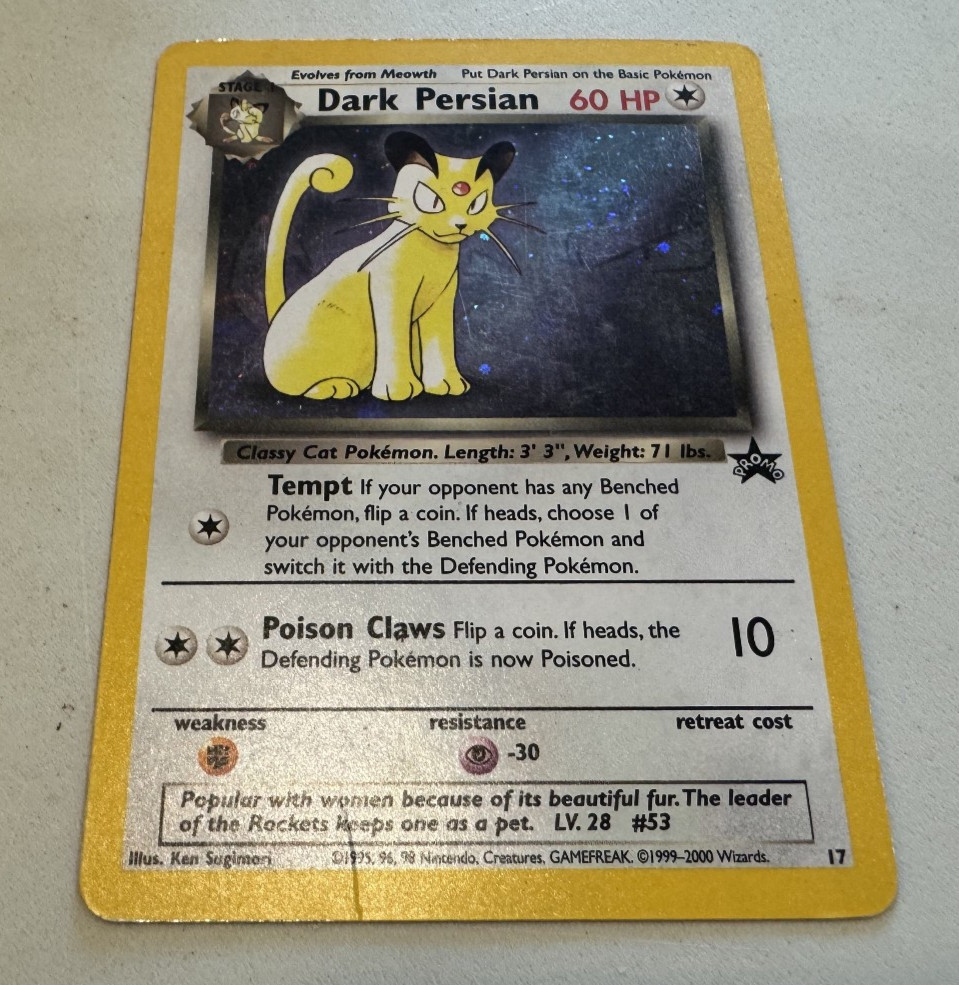 Pokemon Card Dark Persian 17/53 Wotc Promo Holo