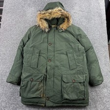 Vintage Woolrich Arctic Parka Uomo Grande Oliva Drab Down Cappuccio Pelliccia di Coyote 8241
