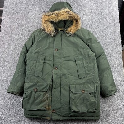Vintage Woolrich Arctic Parka Mens Large Olive Drab Down Coyote