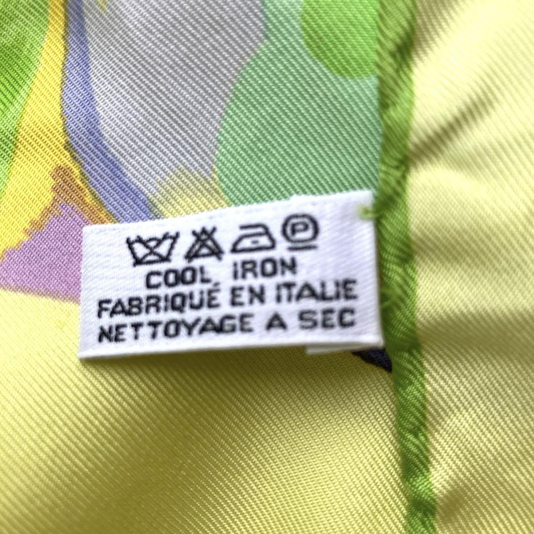 LOUIS VUITTON Louis Vuitton Flower Rare Silk Scarf Yellow Green image 7