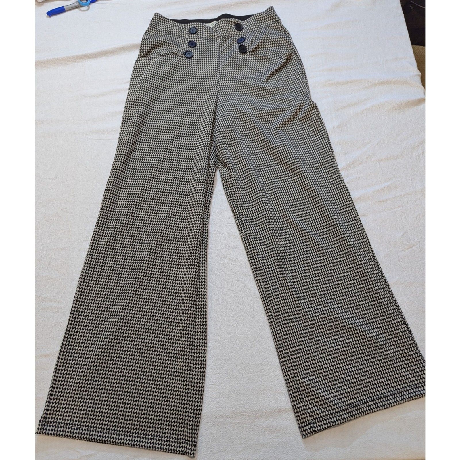 Max Studio Houndstooth Sailor Button High Rise Wi… - image 1