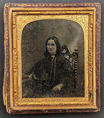 J.FORSYTH DUMFRIES VICTORIAN SIXTH PLATE AMBROTYPE SEATED LADY c1860​​