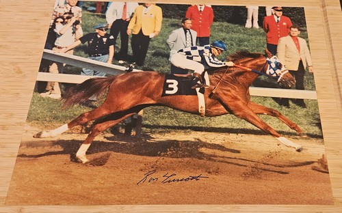 16x20 Photo Print, Secretariat, 1973 Preakness, Signed by Ron Turcotte, w/ COA
