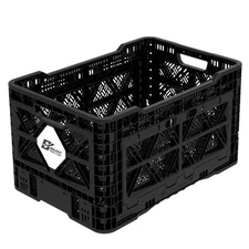 Bigant Heavy Duty Collapsible & Stackable Plastic Milk Crate-Medium Size, Bla...